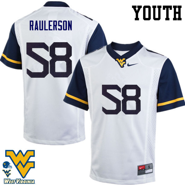 NCAA Youth Ray Raulerson West Virginia Mountaineers White #58 Nike Stitched Football College Authentic Jersey PN23Z76FZ
